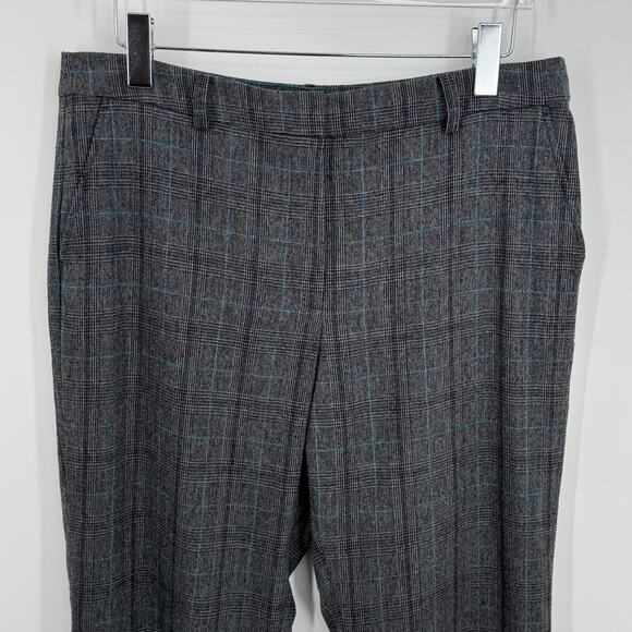 Brooks Brothers dress pants women's 14 wool cashmere glen plaid straight gray - Picture 2 of 10